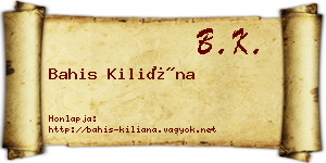 Bahis Kiliána névjegykártya